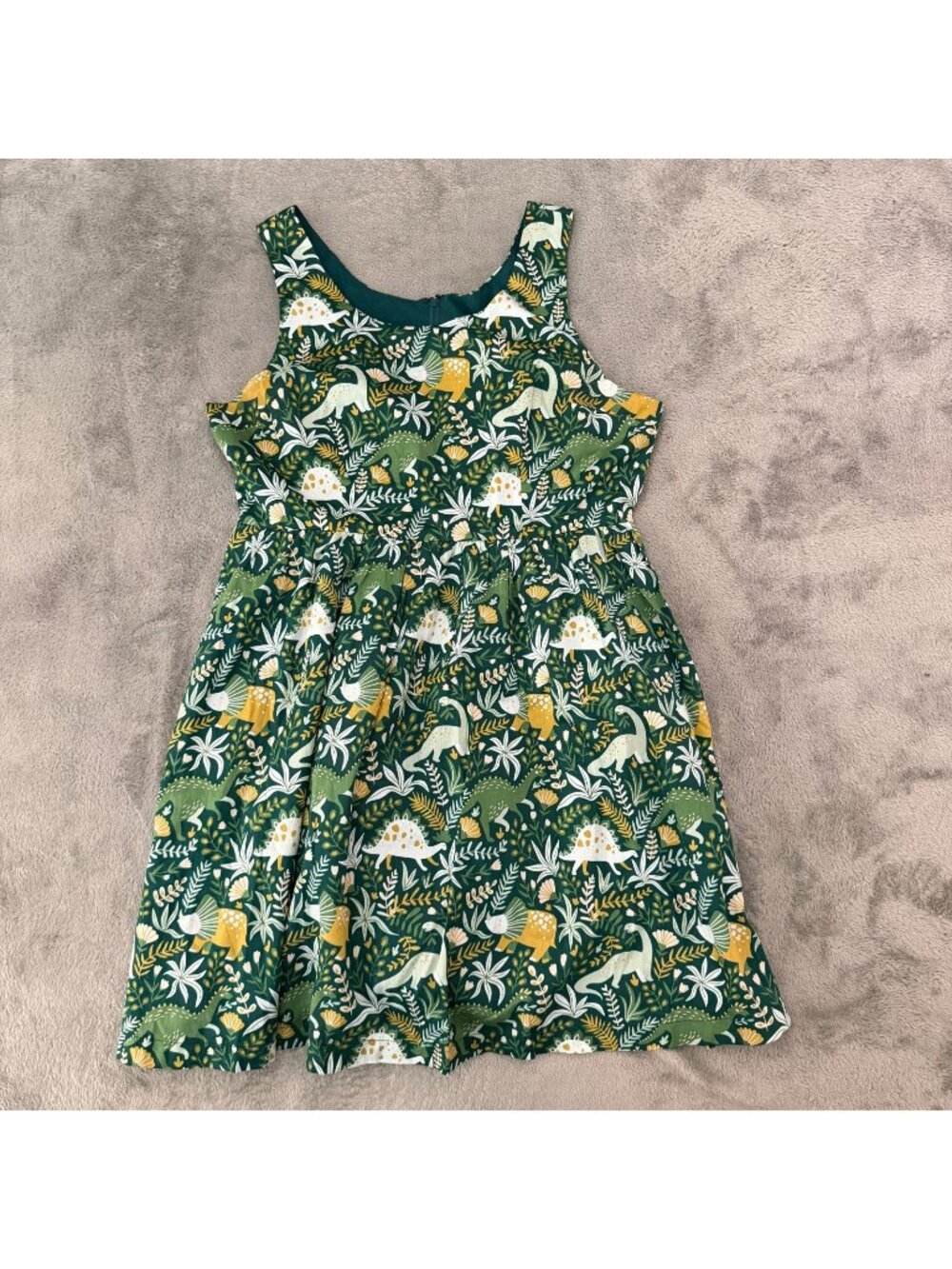 Modcloth Green, White & Yellow Floral Dino Sundress